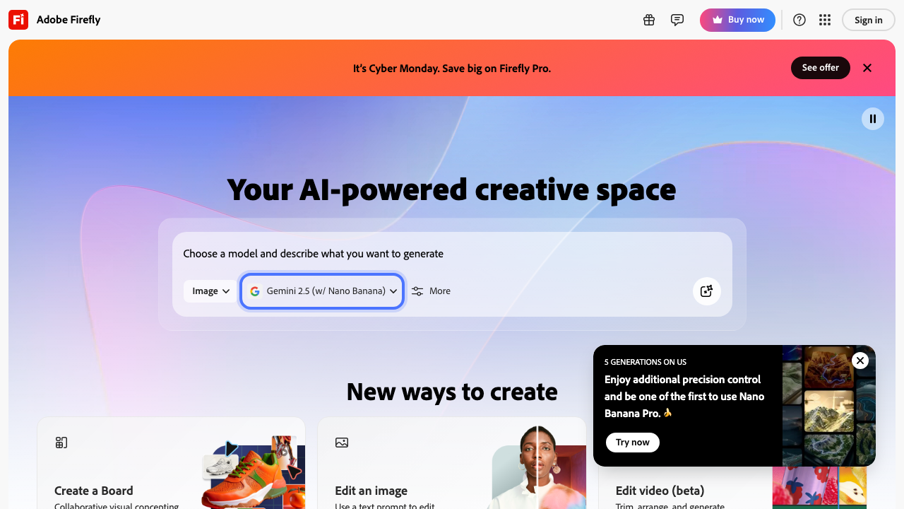 Adobe Firefly - 商用利用に安全なAI画像生成